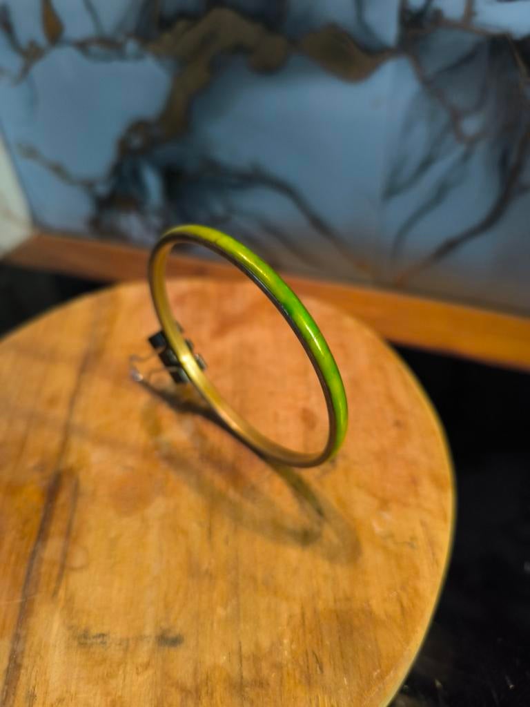 Vintage koperen armband met emaille rand, Overige materialen, Gebruikt, 19 tot 20, Onbekend