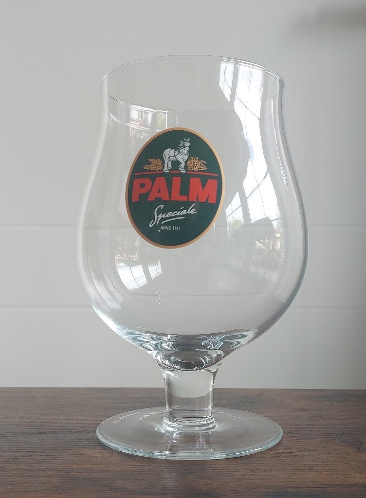 Groot handgeblazen bierglas PALM van 2.5 liter, Verzamelen, Ophalen of Verzenden, Zo goed als nieuw, Glas of Glazen, Palm