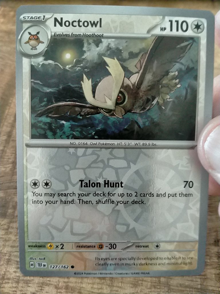 Pokemon Temporal Forces , Noctowl , reverse holo 127/162, Verzenden, Zo goed als nieuw, Losse kaart
