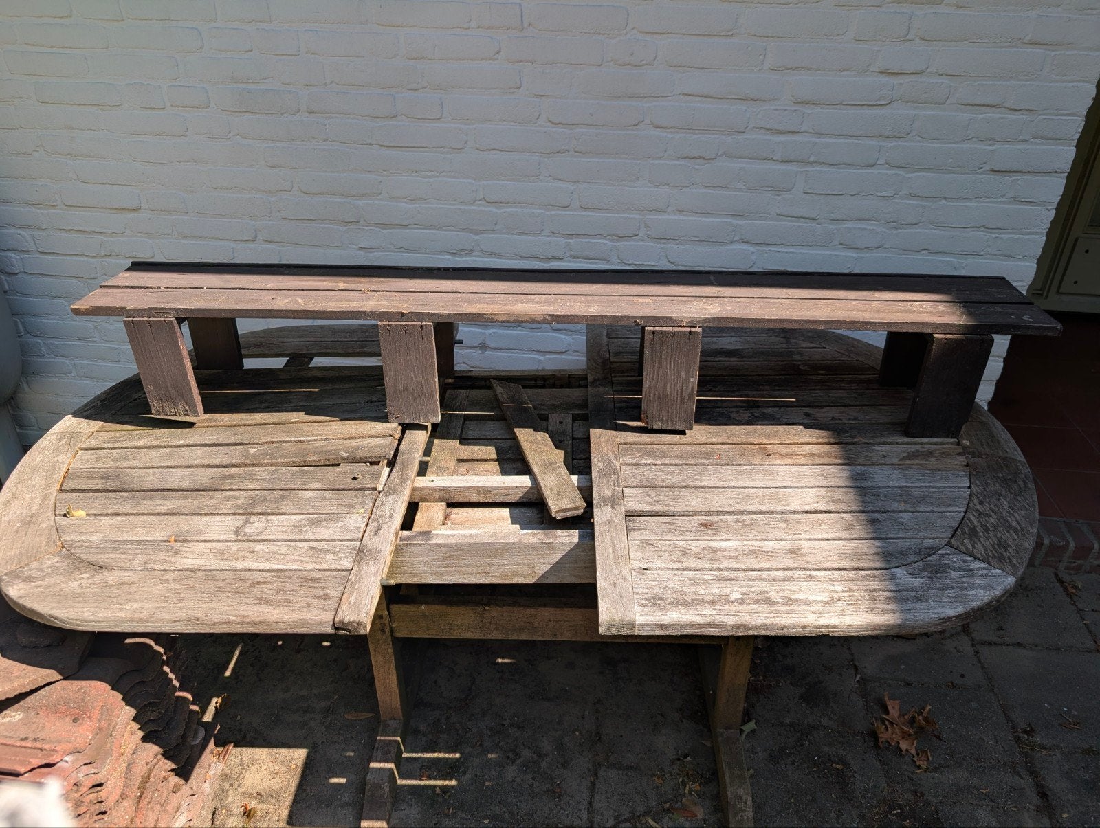 Oude tafel en bank, Ophalen, Gebruikt, 25 tot 50 mm, Plank