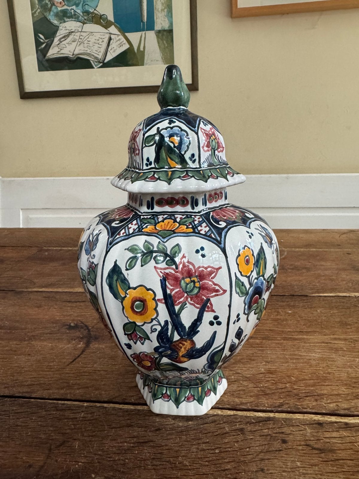 Prachtige Makkum Aardewerk Gemberpot met Bloemenpatroon, Antiek en Kunst, Ophalen of Verzenden