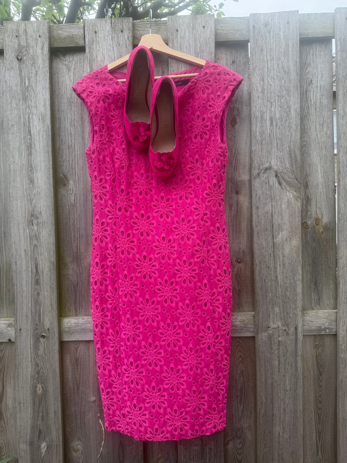 Fuchsia roze pumps en Marc Cain jurk cocktail dress  maat 40, Ophalen of Verzenden, Zo goed als nieuw, Roze