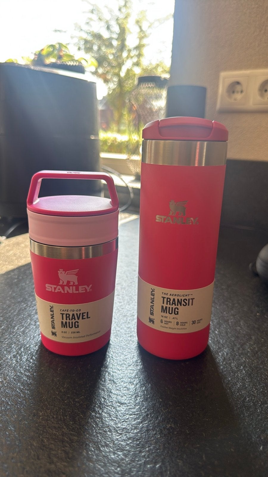 Nieuwe Stanley Travel Mug en Transit Mug set - Roze, Huis en Inrichting, Keuken | Keukenbenodigdheden, Ophalen, Overige typen