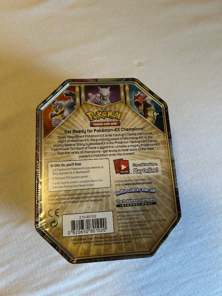 Pokémon Triple Power Tin – Shiny Gyarados EX (2016)  Sealed, Hobby en Vrije tijd, Ophalen of Verzenden, Nieuw, Overige typen