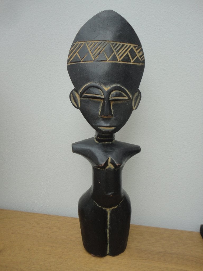 Ashanti Vruchtbaarheidsbeeld - Akua'ba - Ghana - Afrika, Hout, Afrika, 39 cm, Ophalen of Verzenden