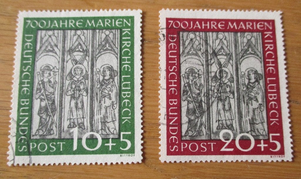 Duitsland, serie 700 jaar Mariakerk Lübeck, 1951, Verzenden, BRD, Gestempeld