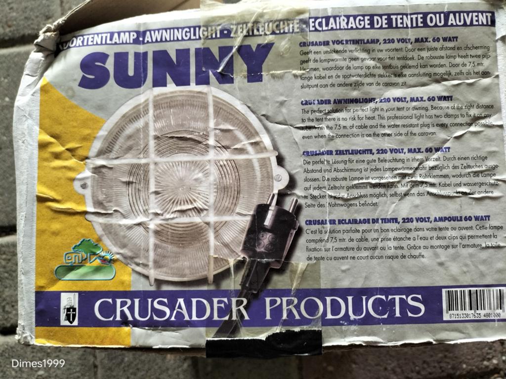 Crusader Sunny Voortentlamp 220V 60W - Nieuw in doos, Ophalen of Verzenden, Gebruikt