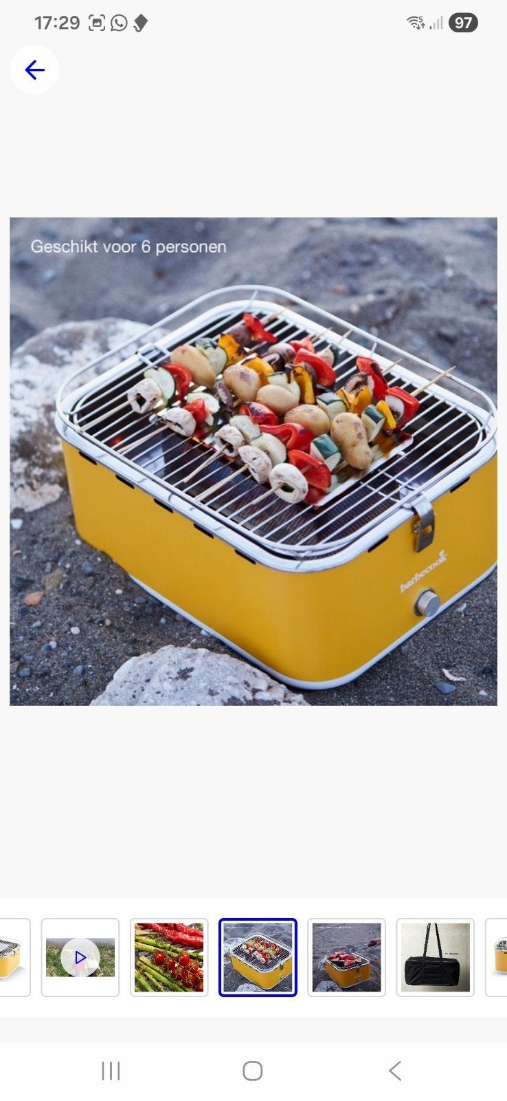 Barbecook Carlo Tafel BBQ Houtskool - Geel met draagtas, Ophalen of Verzenden, Gebruikt, Barbecook