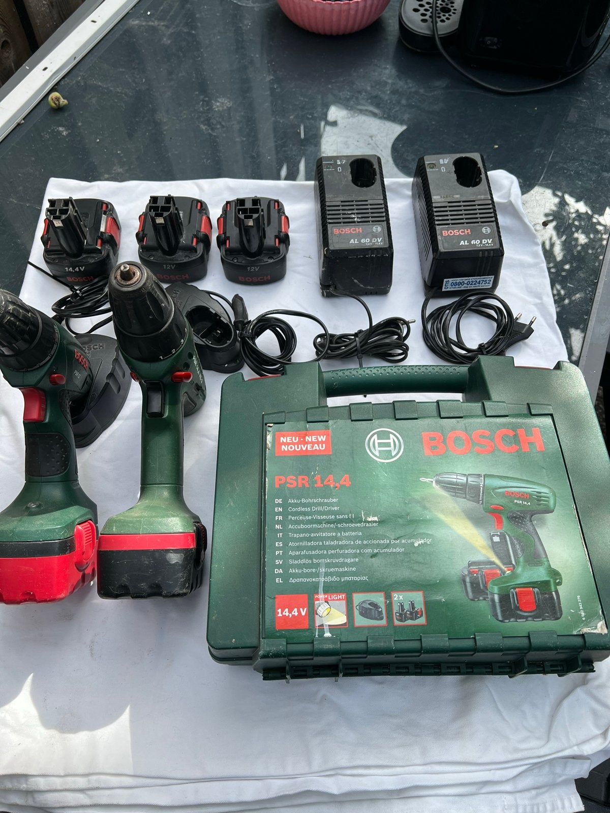 Bosch PSR 14.4 en PSR 12 Boor- en Schroefmachines met Accu's, Gebruikt, Variabele snelheid, Ophalen of Verzenden, Boor- en Schroefmachine