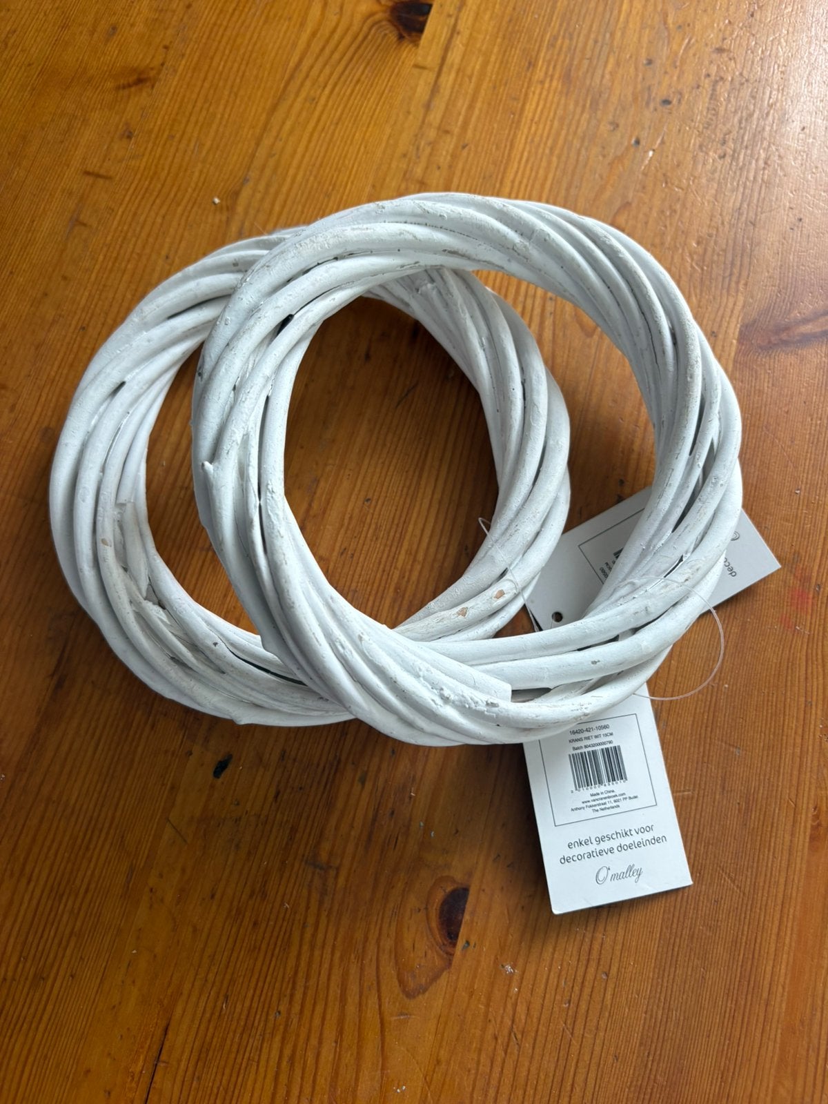 4 witte Rieten kransen nieuw hobby workshop, Ophalen of Verzenden, Nieuw, Krans, Rotan