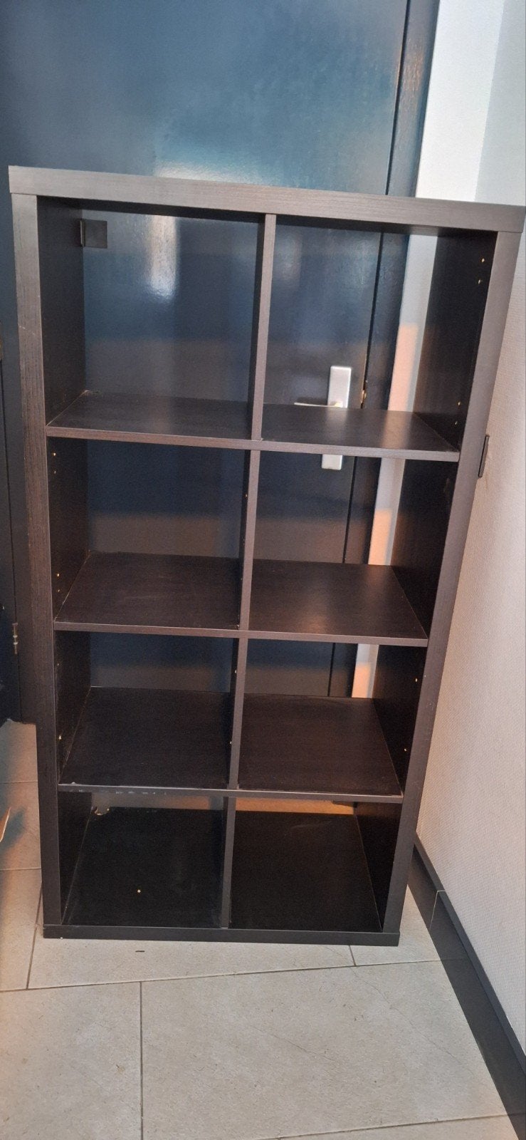 Ikea Kallax kast met 8 Vakken kleur zwart, Ophalen, Met plank(en), Gebruikt, 50 tot 100 cm