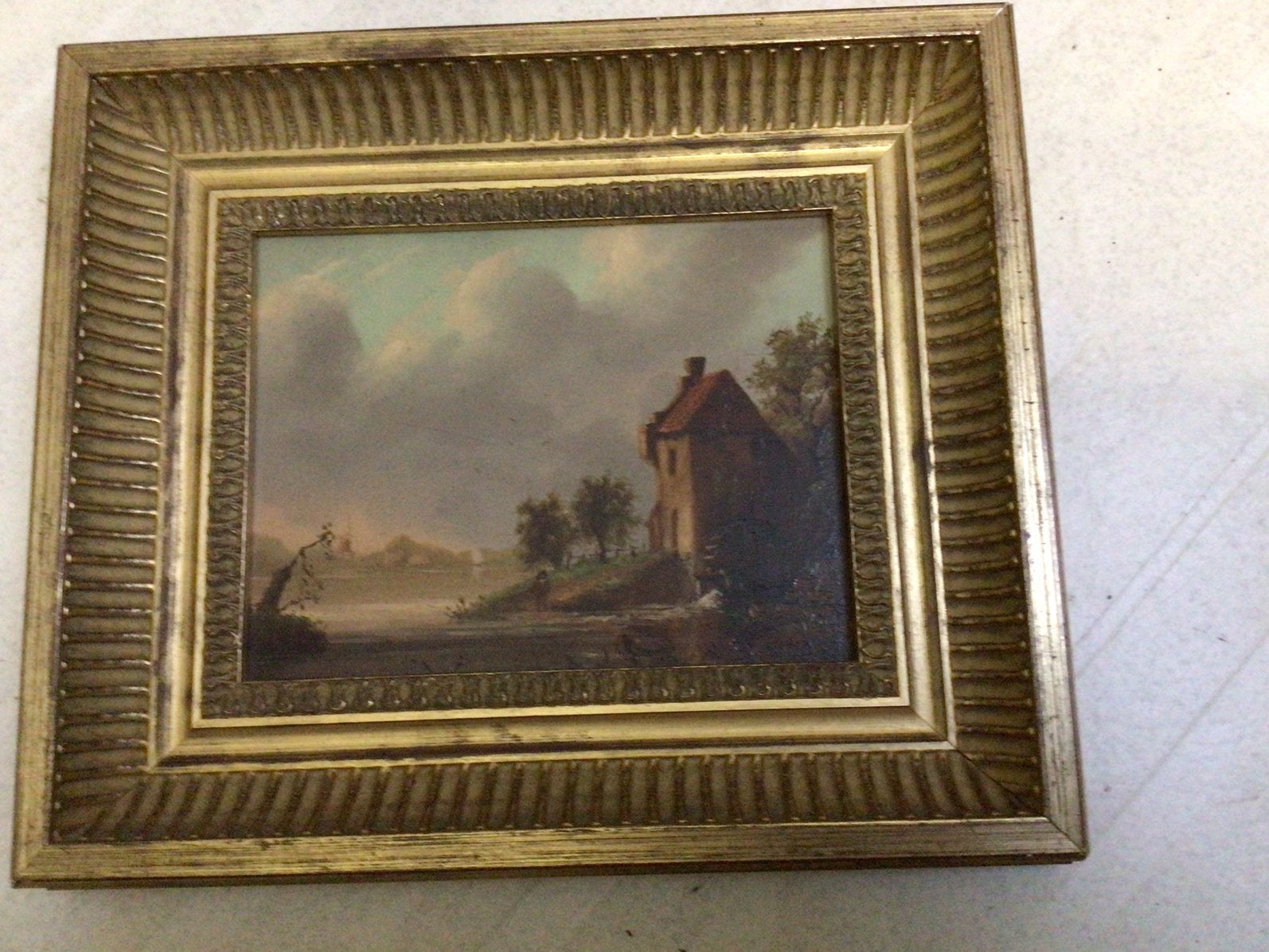 Olieverf landschap op paneel, Antiek en Kunst, Ingelijst, Paneel, Ophalen of Verzenden, Landschap