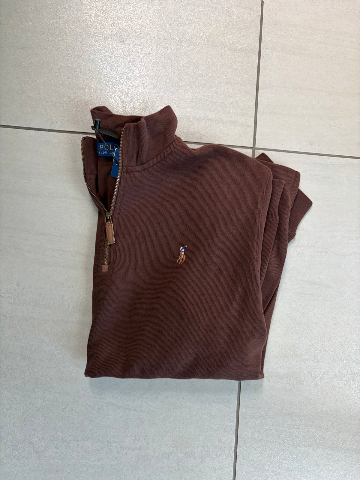 Polo Ralph Lauren sweater bruin met rits, Kleding | Heren, Ophalen of Verzenden, Zo goed als nieuw, Maat 52/54 (L), Bruin