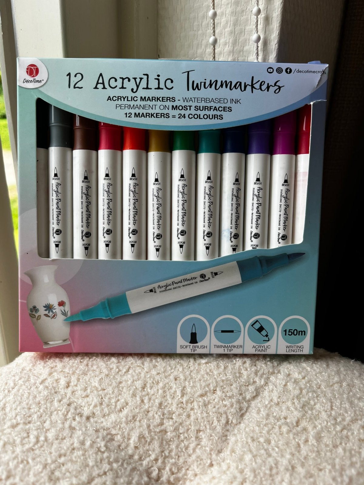 12 acrylic twinmarkers, Ophalen of Verzenden, Zo goed als nieuw, Potlood of Stift