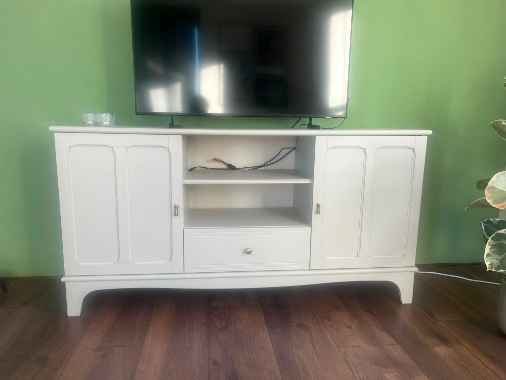 LOMMARP tv-meubel - lichtbeige, Ophalen, 150 tot 200 cm, Zo goed als nieuw, Minder dan 100 cm
