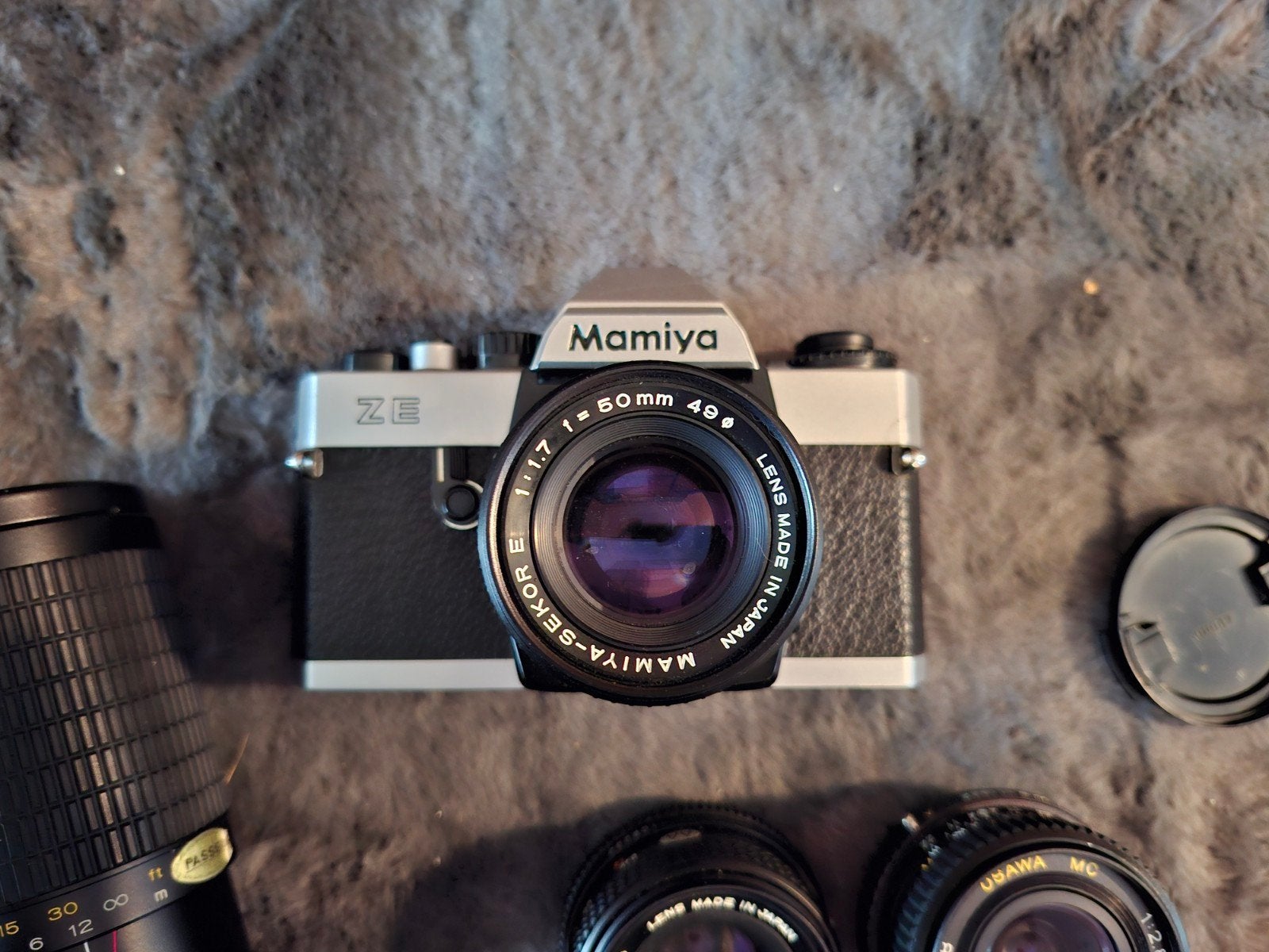 Mamiya ZE camera met Mamiya-Sekor en Osawa lenzen, Ophalen of Verzenden, Niet werkend, Spiegelreflex, Overige Merken