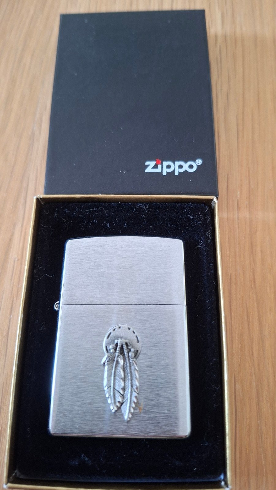 Zippo aansteker met veren design - Nieuw in doos, Ophalen of Verzenden, Nieuw, Aansteker