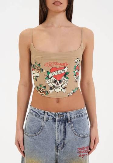 Ed hardy corset top nieuw, Zwart, Ophalen of Verzenden, Zo goed als nieuw, Zonder mouw