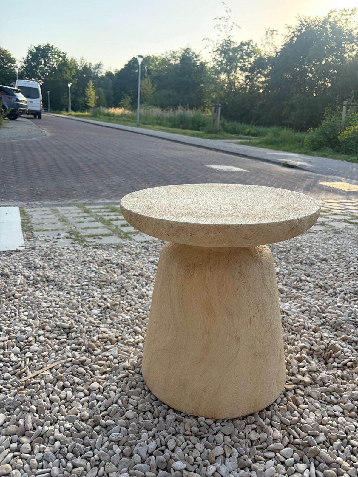 Bijzettafel Kwantum - Rond, zandkleurig, 45 tot 60 cm, Overige materialen, Minder dan 55 cm, Rond