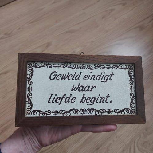 Oude tegel met spreuken,de afmetingen staan op de foto's, Antiek en Kunst, Ophalen of Verzenden