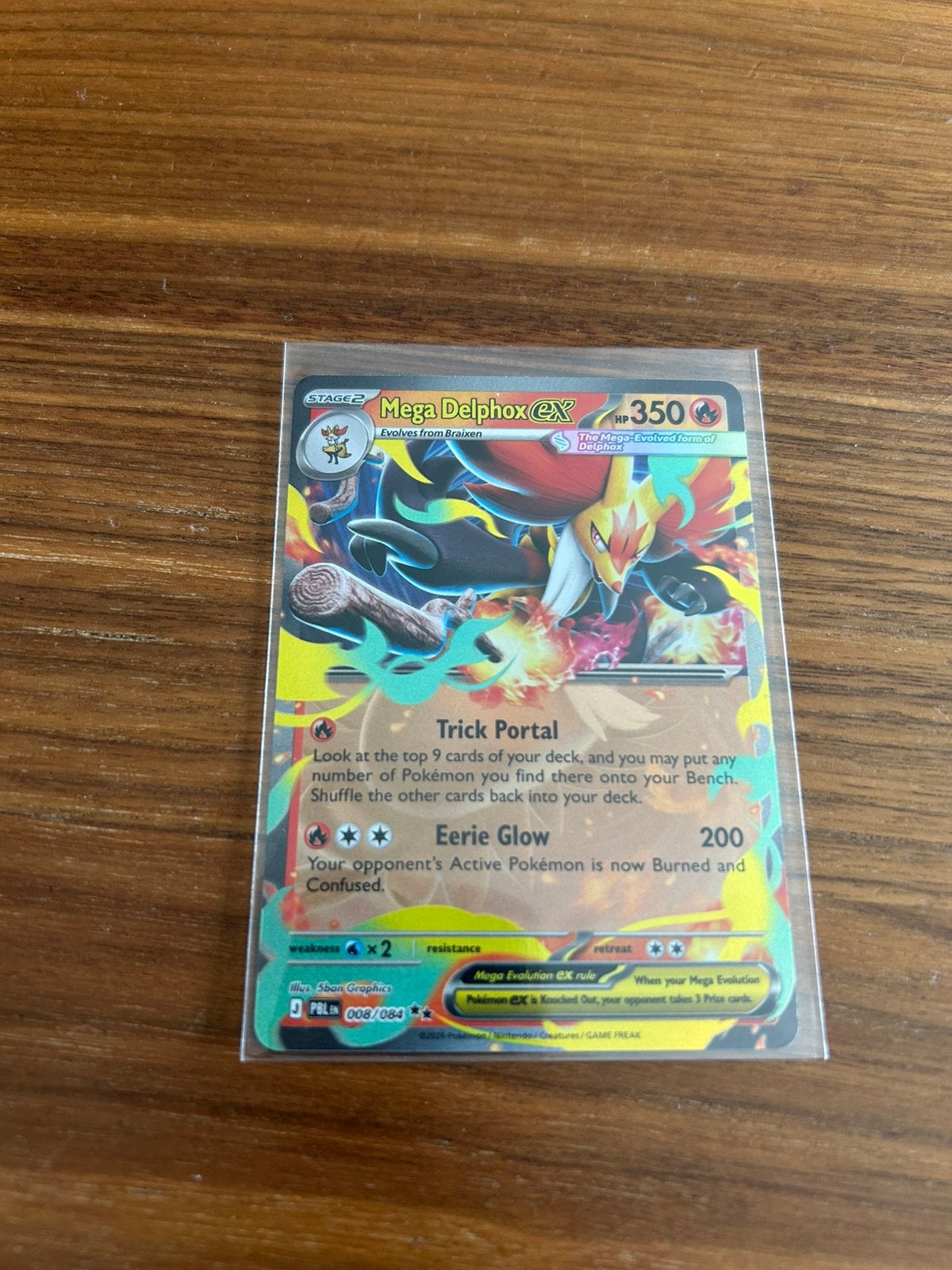 Mega delphox EX 008/084 Pitch black pokemon kaart, Ophalen of Verzenden, Losse kaart