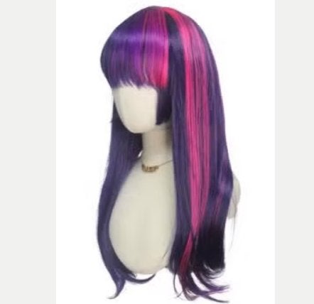 Anime cosplay pruik roze paars stijl haar synthetisch, Ophalen of Verzenden, Nieuw