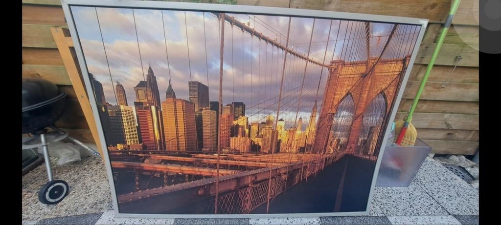 Schilderij Brooklyn Bridge 140x100 cm, Huis en Inrichting, Woonaccessoires | Schilderijen, Tekeningen en Foto's, Ophalen of Verzenden