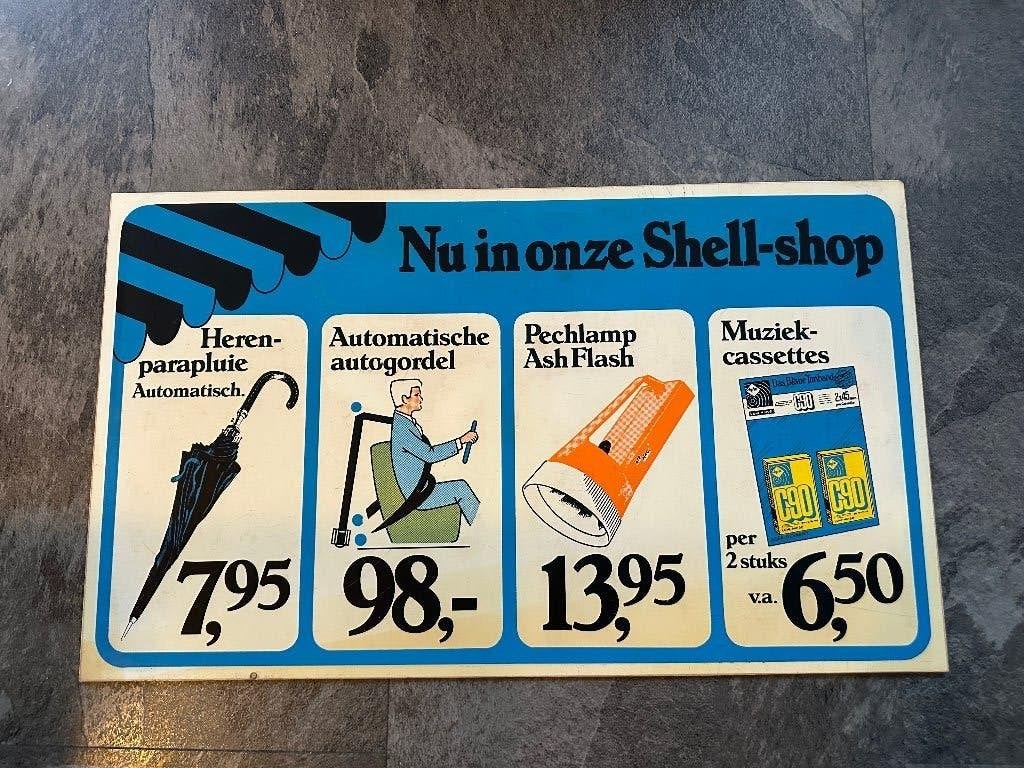 Mooi SHELL bord. Kunststof jaren 70-80. Dubbelzijdig., Ophalen of Verzenden, Gebruikt, Reclamebord
