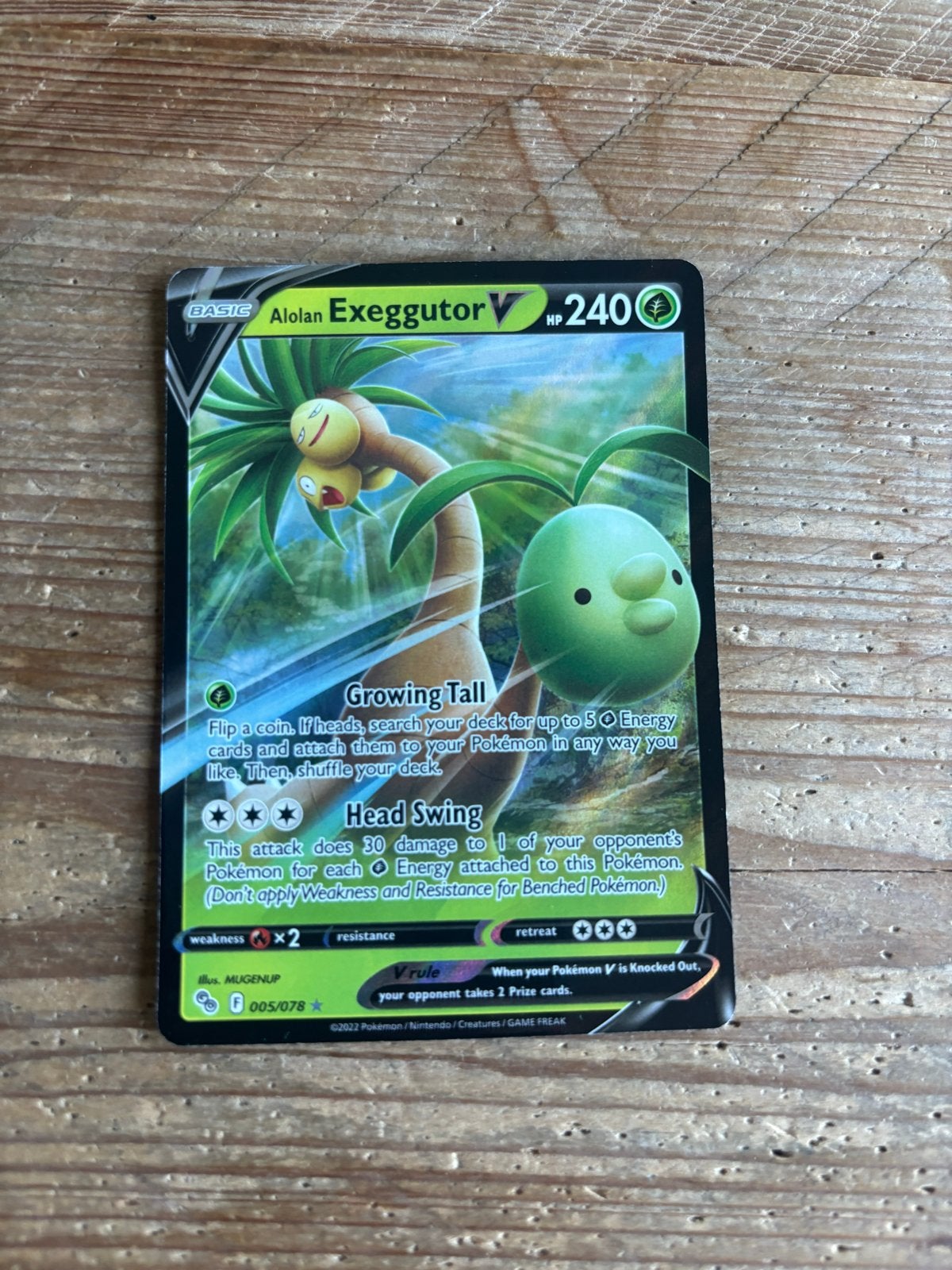 Alolan Exeggutor V 005/078 Pokemon Kaart, Ophalen of Verzenden, Zo goed als nieuw, Losse kaart