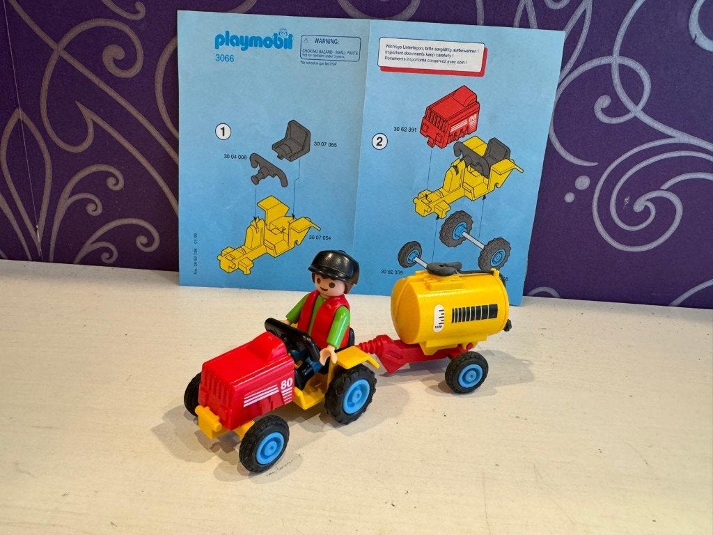 Playmobil Tractor met aanhanger (set 3066), Complete set, Voertuig, Ophalen of Verzenden, Zo goed als nieuw