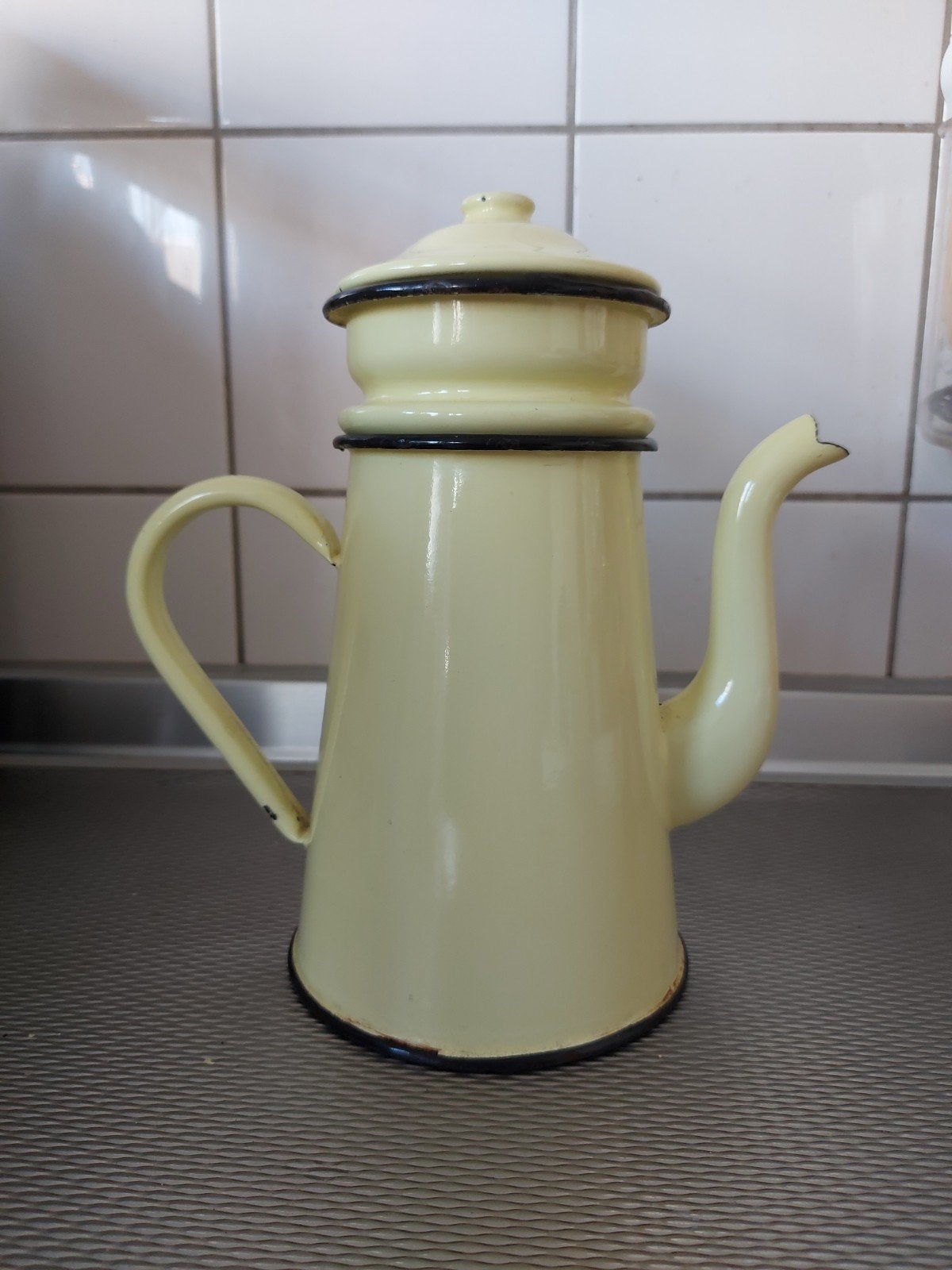 Emaille koffiepot met filter, Ophalen