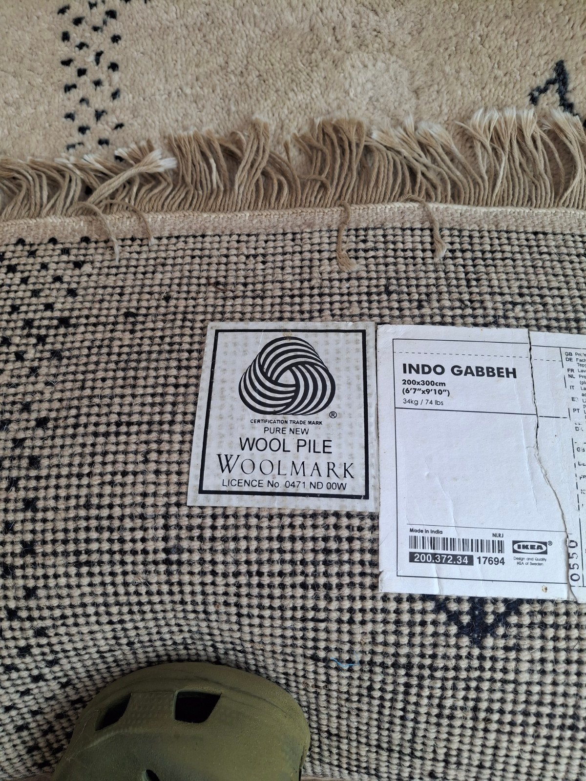 INDO GABBEH wollen vloerkleed 200x300 cm, Ophalen, 200 cm of meer, 200 cm of meer, Blauw