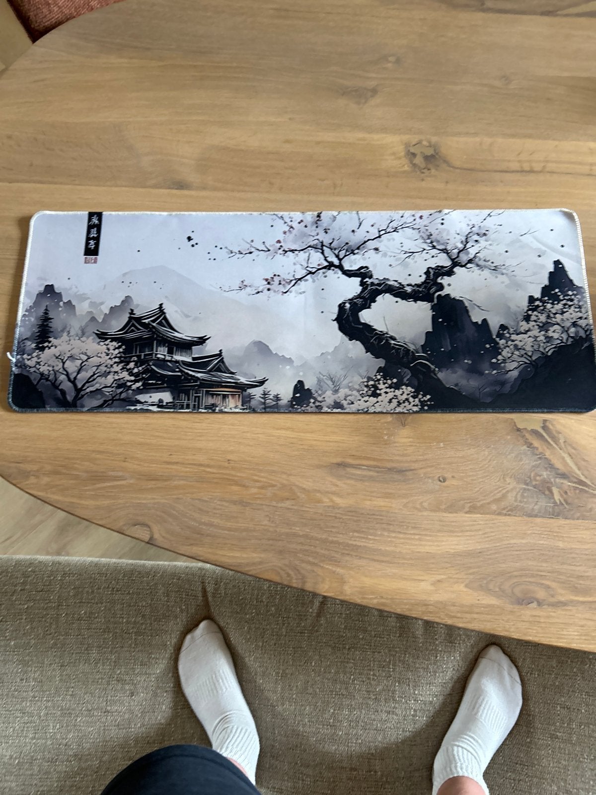 Gaming muismat met Japanse tempel en kersenbloesem design, Ophalen of Verzenden, Gaming muismat, Zo goed als nieuw