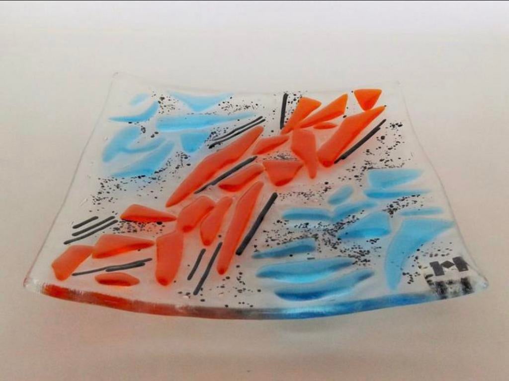 Schaal van helder glas Glaskunst glasfusion, Ophalen of Verzenden