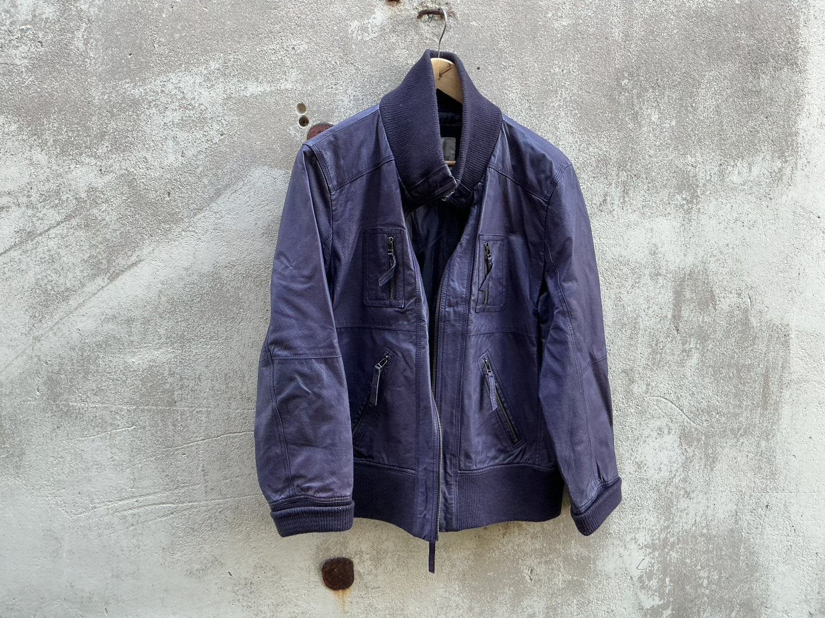 Blauw leren damesjack, Ophalen of Verzenden, Gedragen, Blauw