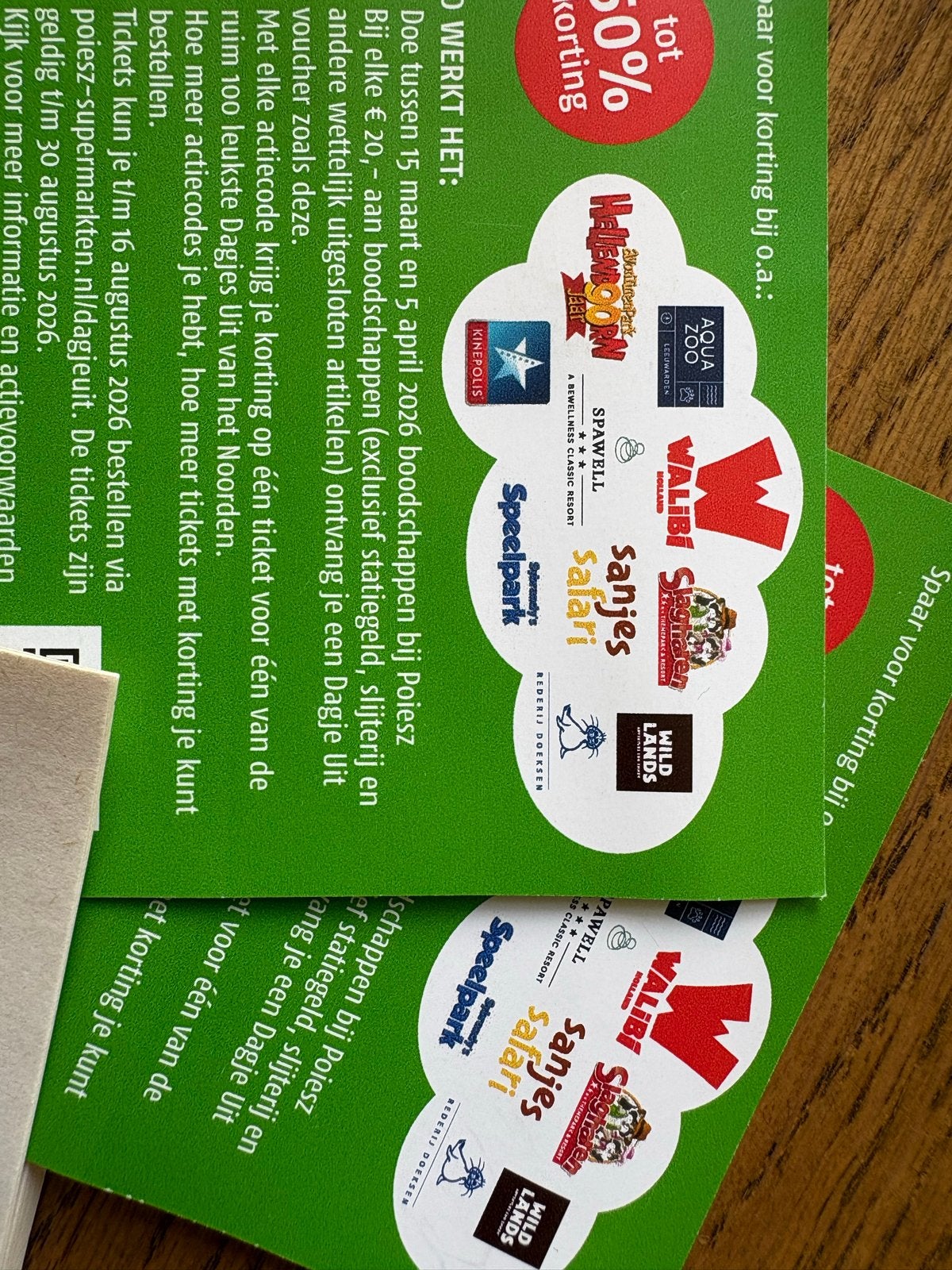 Kortingskaarten van Poiesz., Tickets en Kaartjes, Kortingen en Cadeaubonnen, Twee personen, Kortingsbon