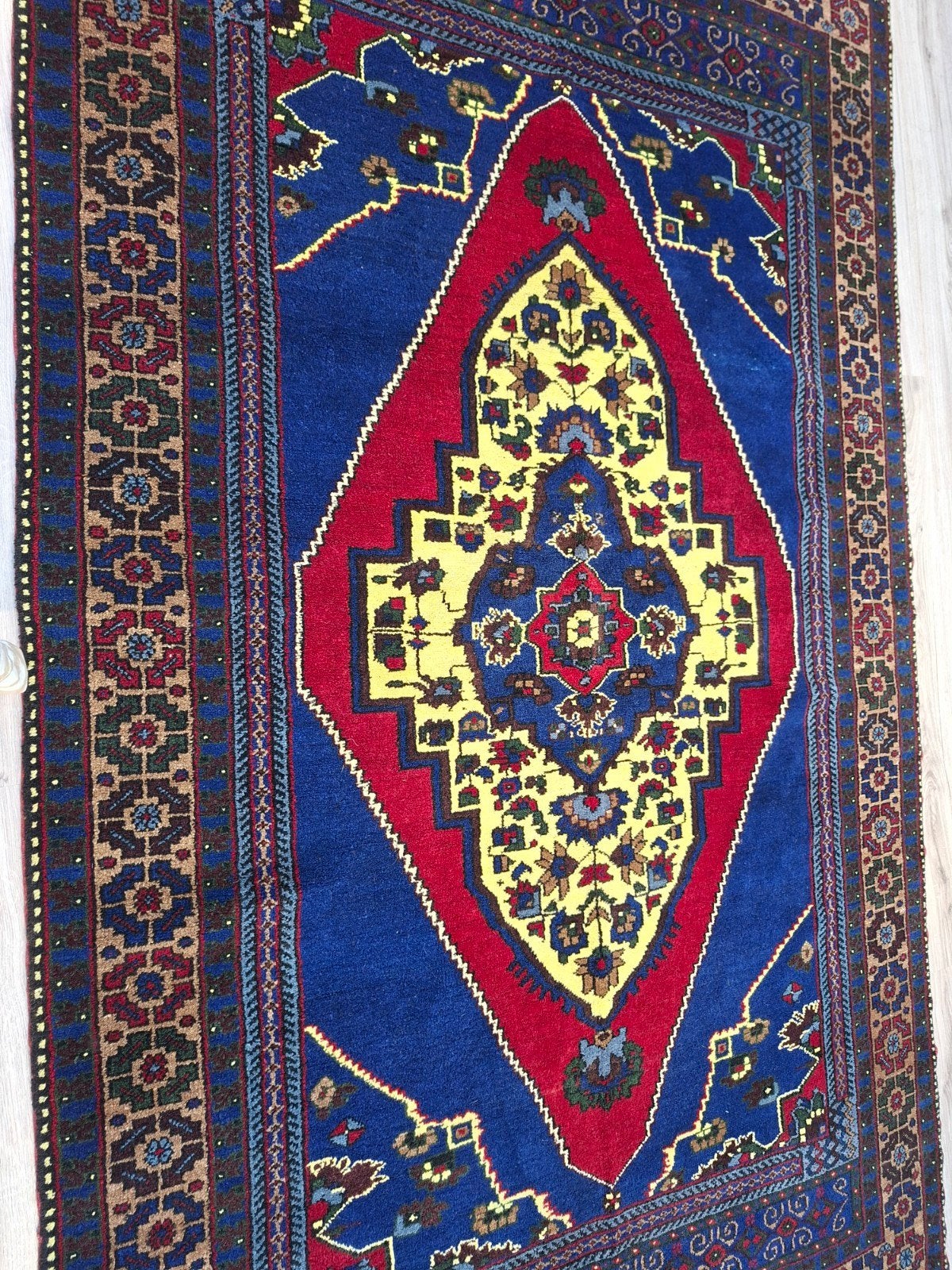kwaliteit tapijt lange 2.60cm/breed 1.20cm, 100 tot 150 cm, Blauw, Zo goed als nieuw, Oosters, Traditioneel
