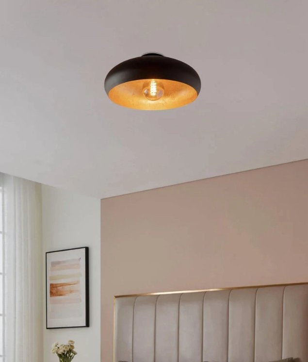 Eglo Plafonnière zwart / goud lamp, Ophalen, Zo goed als nieuw