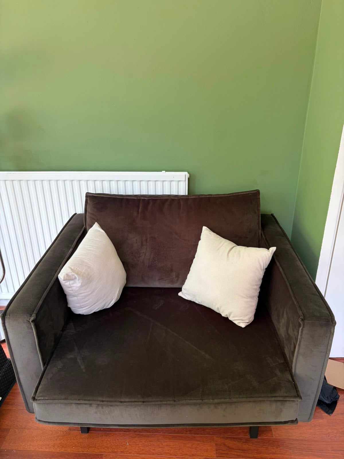 WOOOD Rodeo velvet fauteuil – donkergroen, Ophalen, Gebruikt, Eenpersoons, 75 tot 100 cm