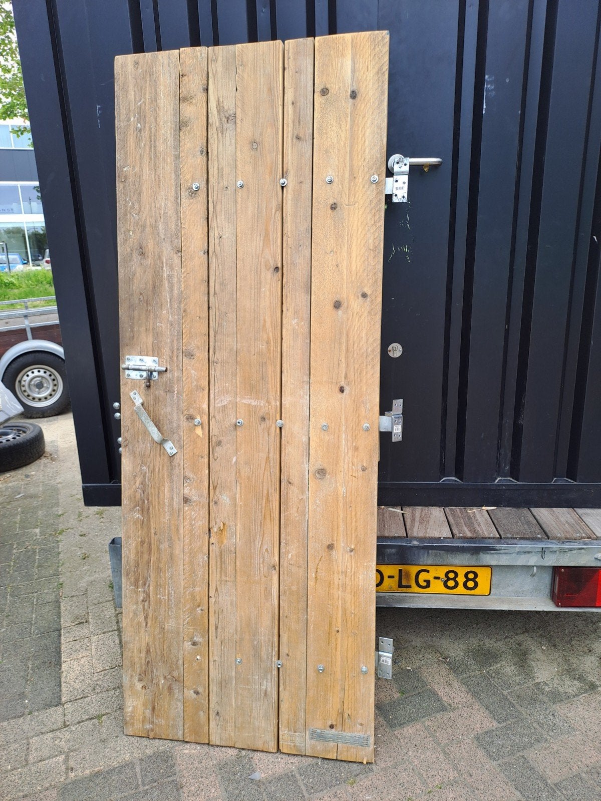 Mooie gebruikte steigerhout deur met hang- en sluitwerk, Ophalen, Gebruikt, Minder dan 80 cm, Binnendeur