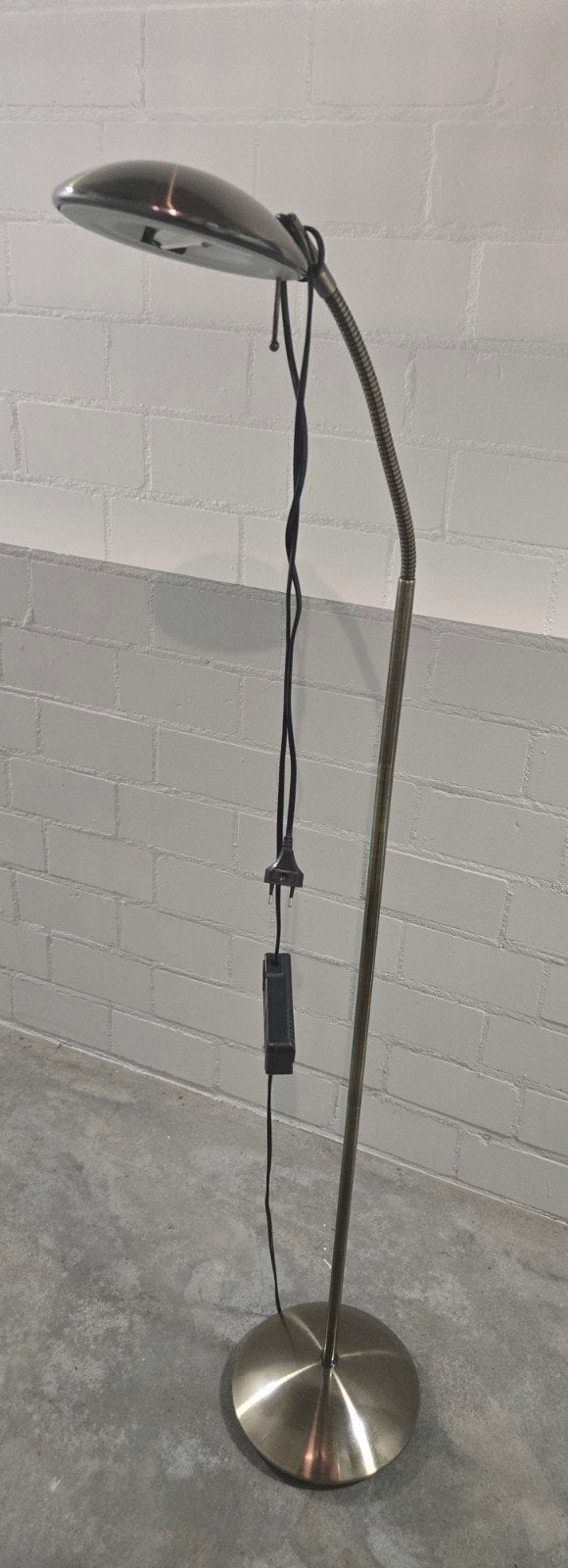 Vloerlamp leeslamp verstelbaar mat licht messing, Ophalen, Modern klassiek, Zo goed als nieuw, Metaal