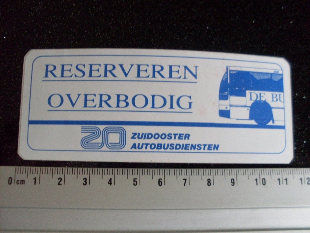 sticker zuidooster autobusdiensten reserveren overbodig, Verzenden, Zo goed als nieuw, Bedrijf of Vereniging
