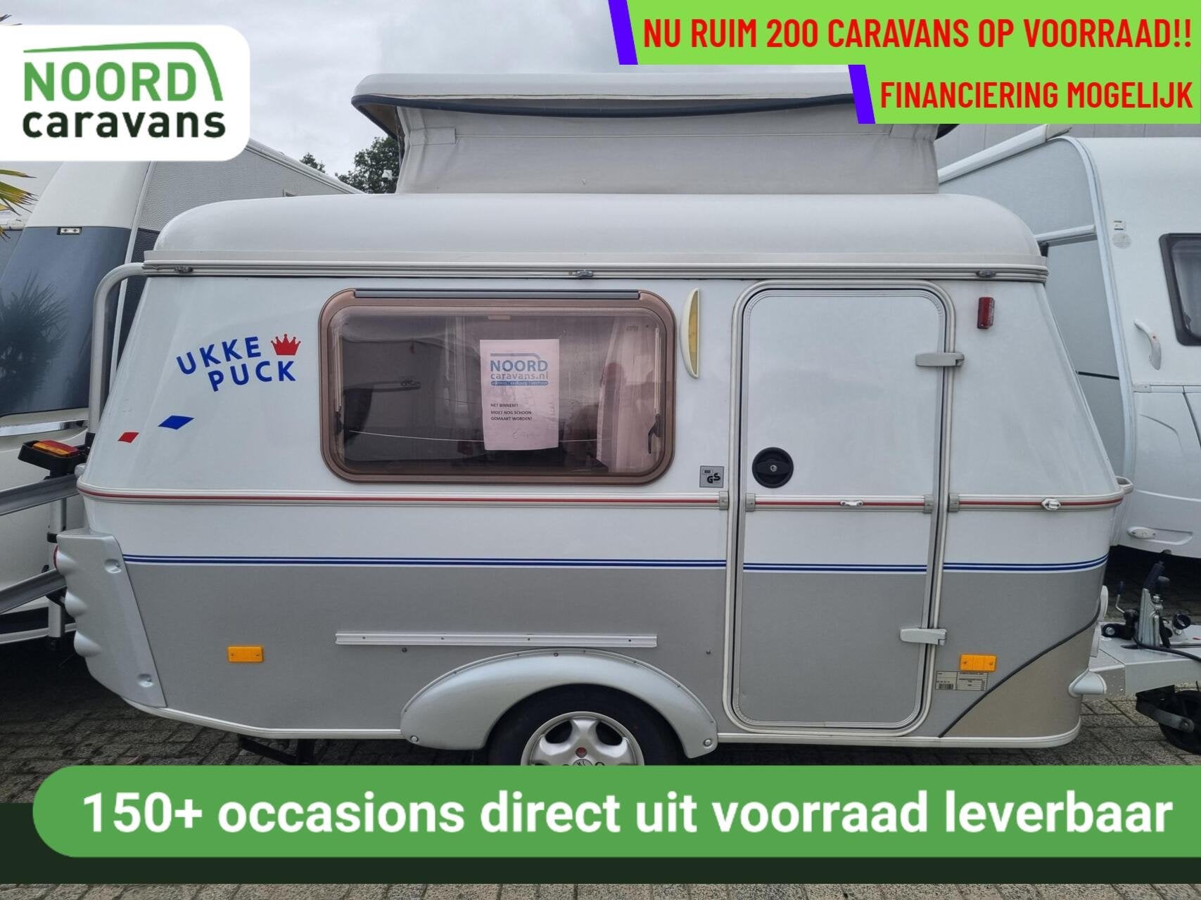 Eriba Puck Touring gt 125 VOORTENT + HEFDAK + ENKELE BEDDEN, Caravans en Kamperen, Caravans, Tot en met 2, Bedrijf, Hordeur, 4 tot 5 meter