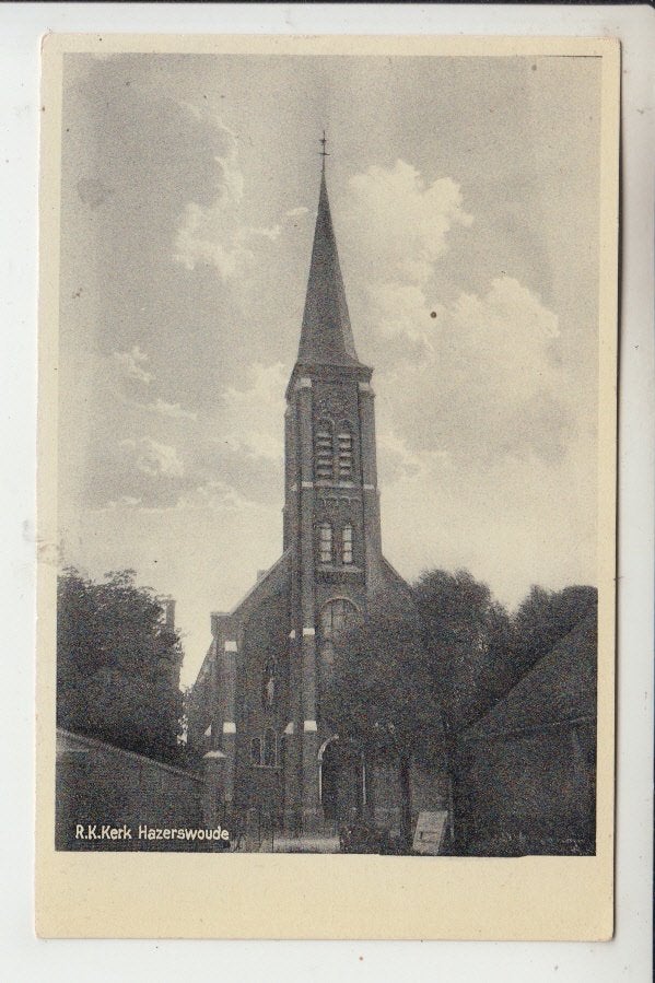 Hazerswoude, R. K. Kerk, Verzamelen, Ansichtkaarten | Nederland, Ophalen of Verzenden, 1920 tot 1940, Ongelopen, Zuid-Holland