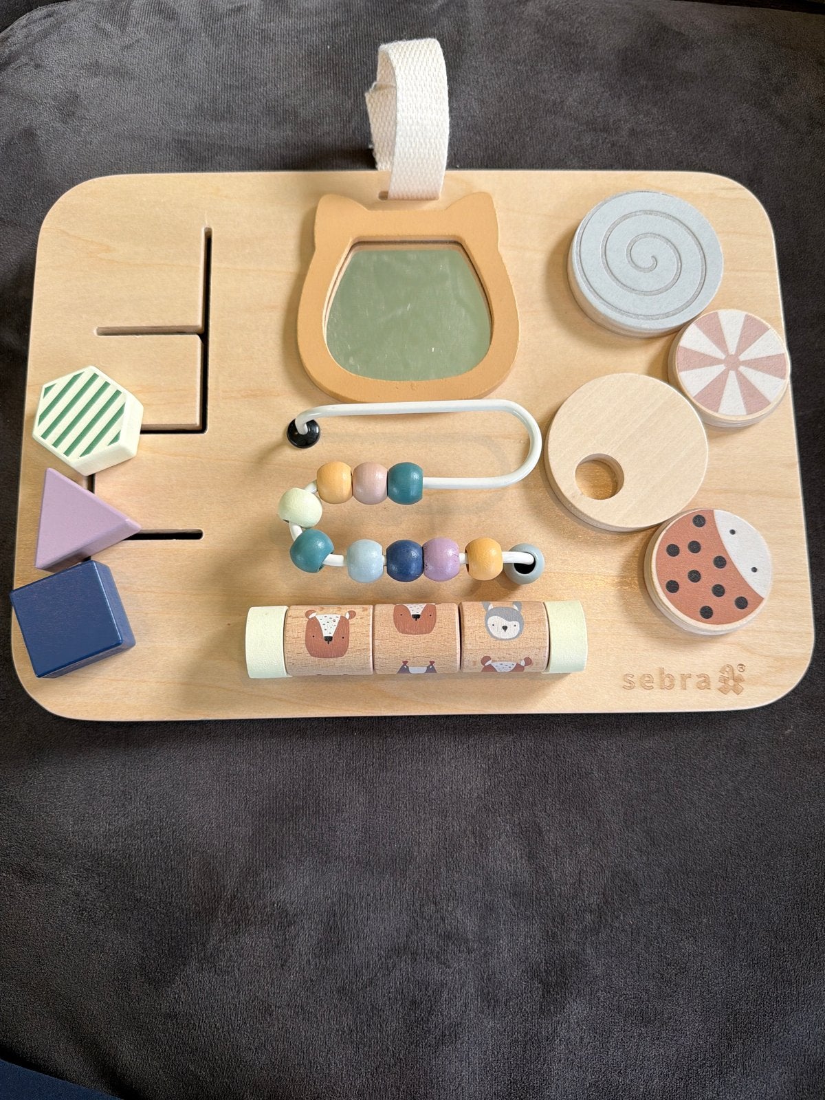Sebra activiteitenbord - Houten speelbord voor baby's, Ophalen, Zo goed als nieuw, Overige typen