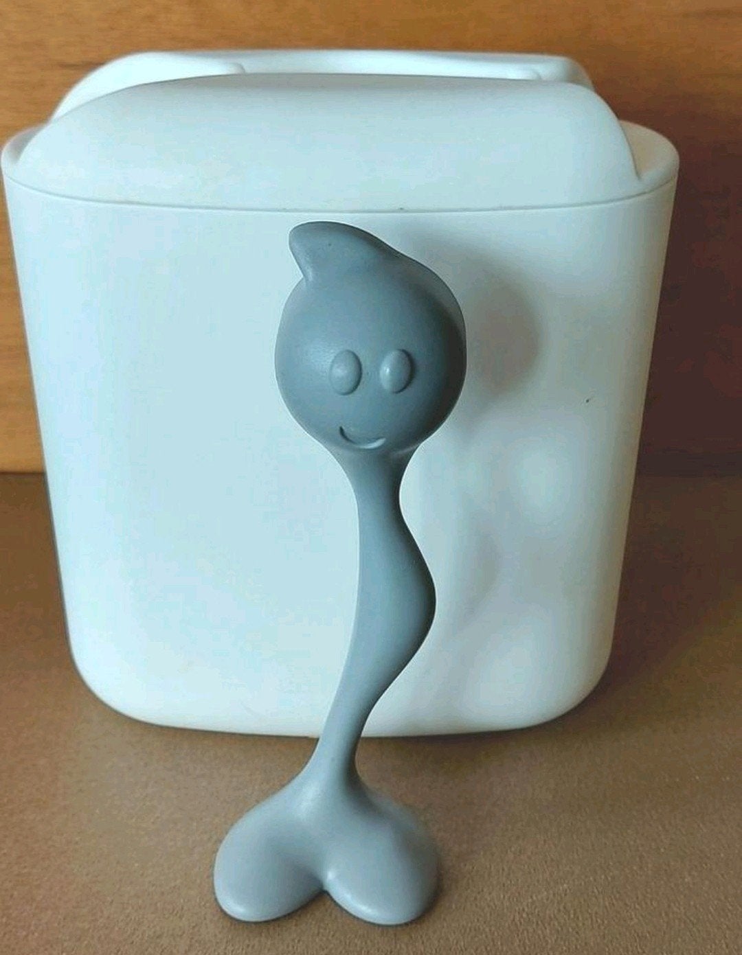 Koziol Voorraadpot met Lepel - Wit/Grijs, Verzenden, Kunststof, Zo goed als nieuw, Voorraadpot