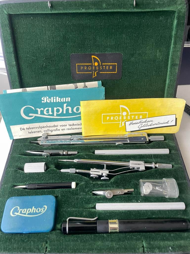 Proebster Technica Pelikan Graphos Passer tekenset, Ophalen of Verzenden, Zo goed als nieuw, Overige typen