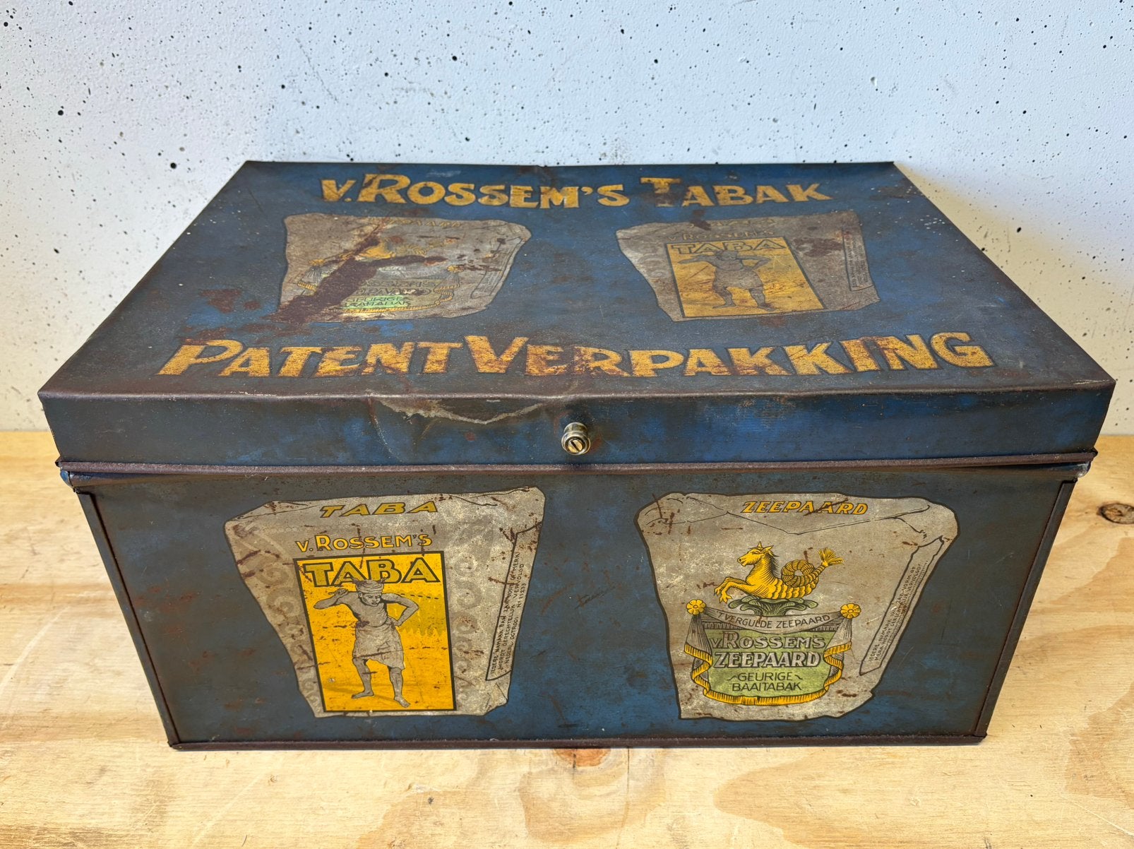 Van Rossem.s tabak patent verpakking winkelblik antiek, Ophalen of Verzenden, Zo goed als nieuw, Overige