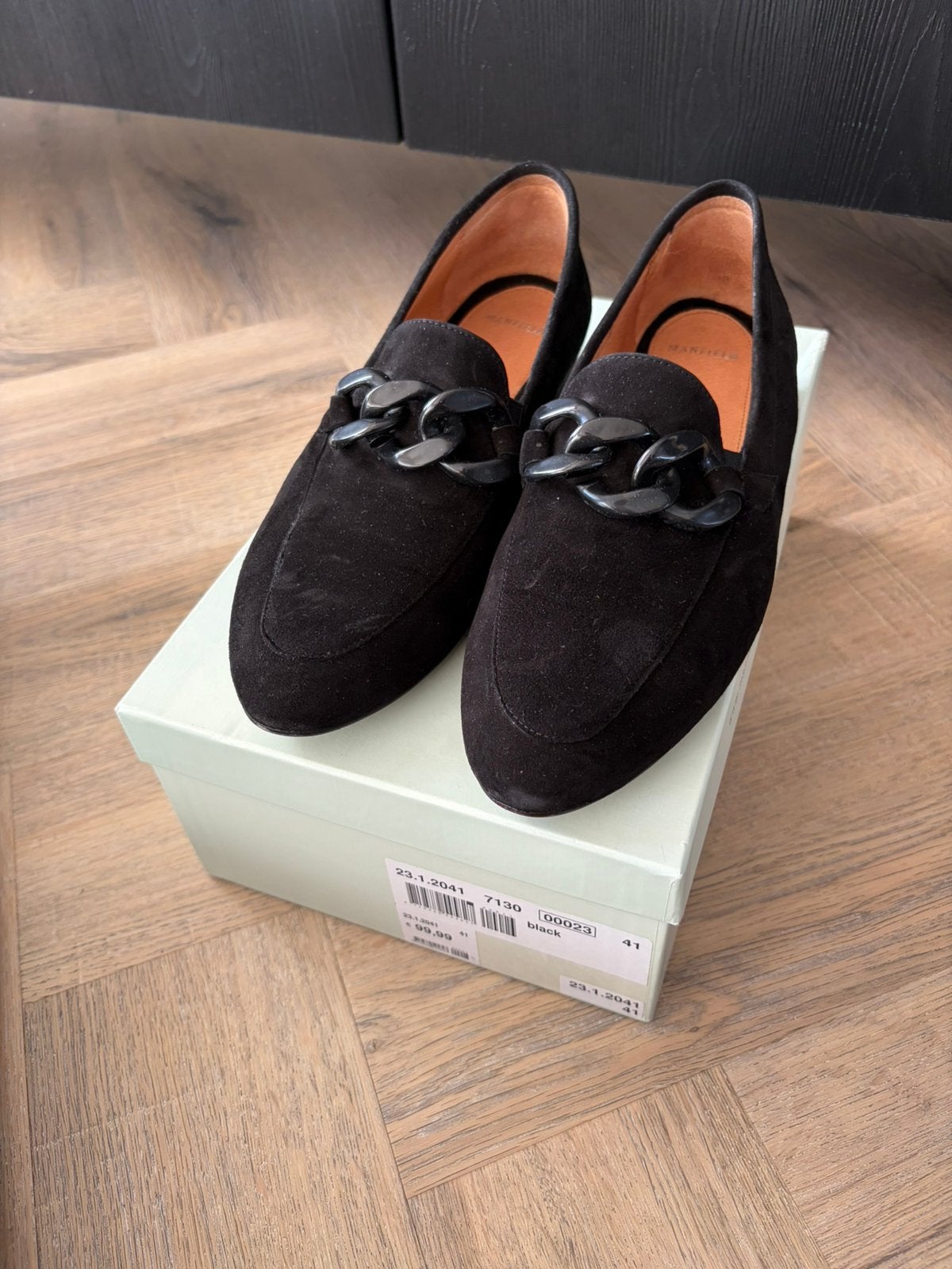 Manfield zwart loafers, Nieuw, Ophalen of Verzenden, Instappers, Zwart