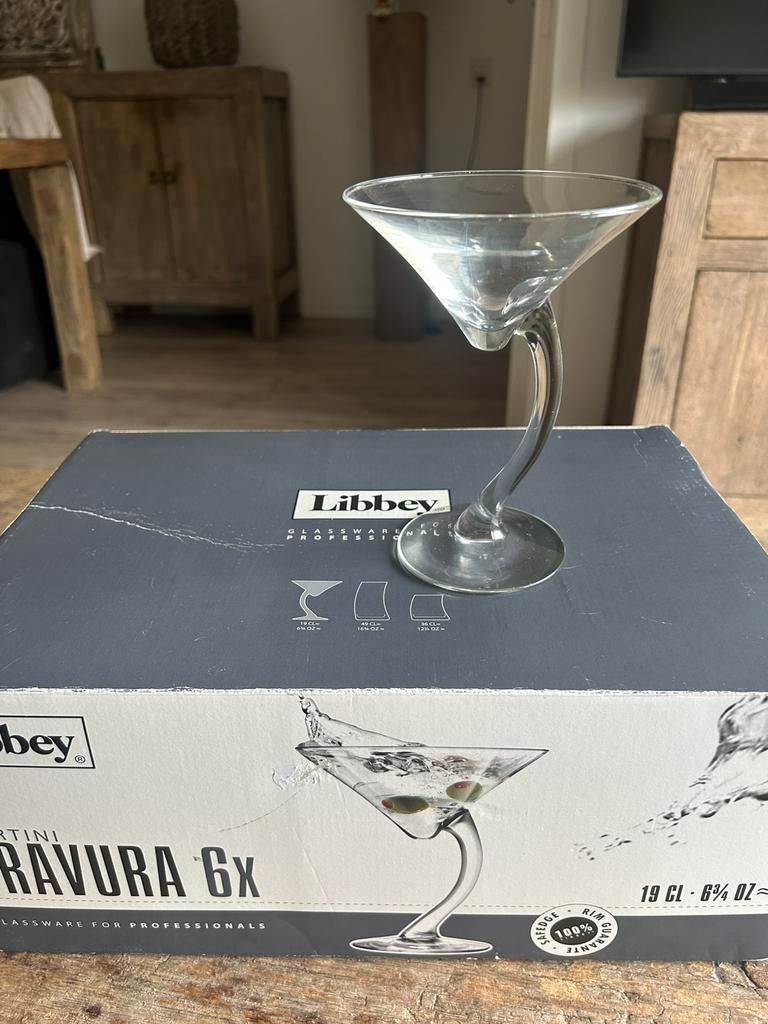 6 cocktail glazen in doos merk Libbey bravura, Ophalen of Verzenden, Zo goed als nieuw, Overige typen